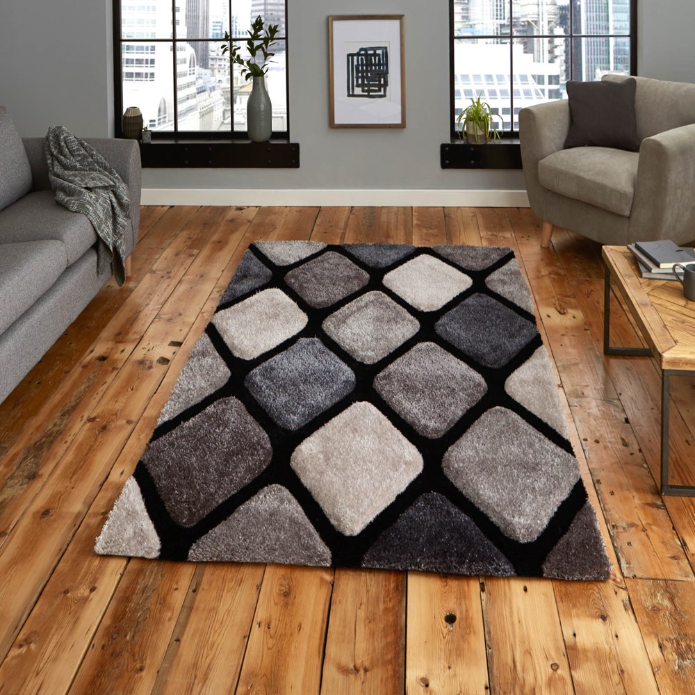 Noble House Rugs NH9247 Black Grey